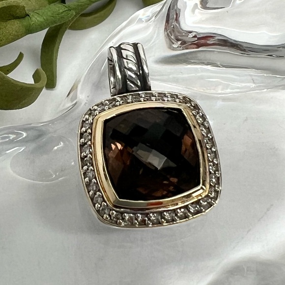 David Yurman Jewelry - David Yurman Smokey Topaz Diamond Albion Pendant Enhancer .925/18K